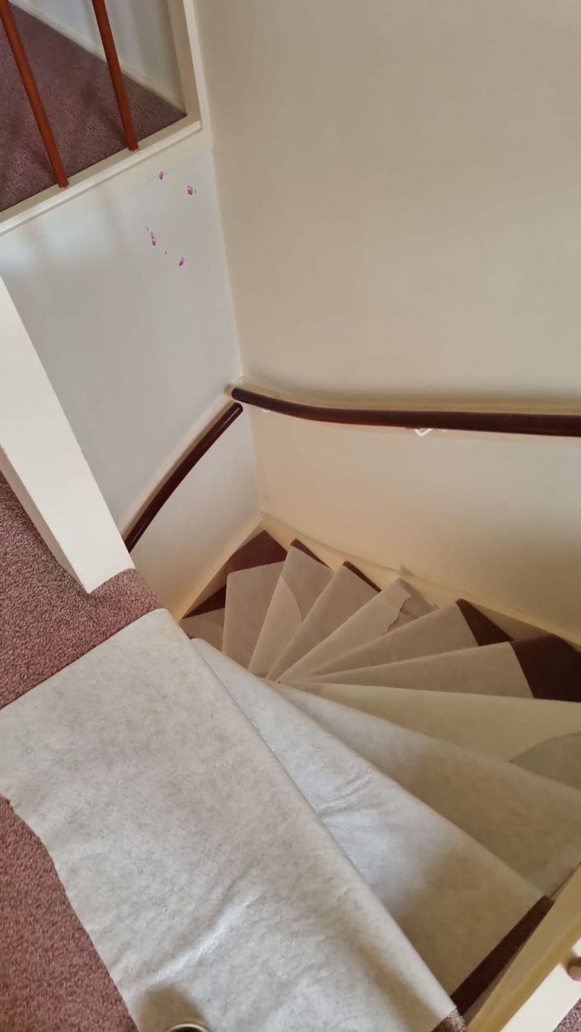 Trap afgedekt met beschermvlies